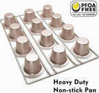 12-Cavity Popover Pan Non-Stick Yorkshire Muffin Puddings Cake Quiches Cupcake Mold Bakeware for Oven Baking (Champagne Gold)