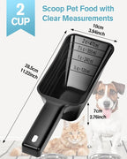 2 Cup Dog Food Scoop(2 Pack), Plastic Pet Food Scoop with Measuring Lines for Accurate Pet Food Portions,Dishwasher Safe (Black)