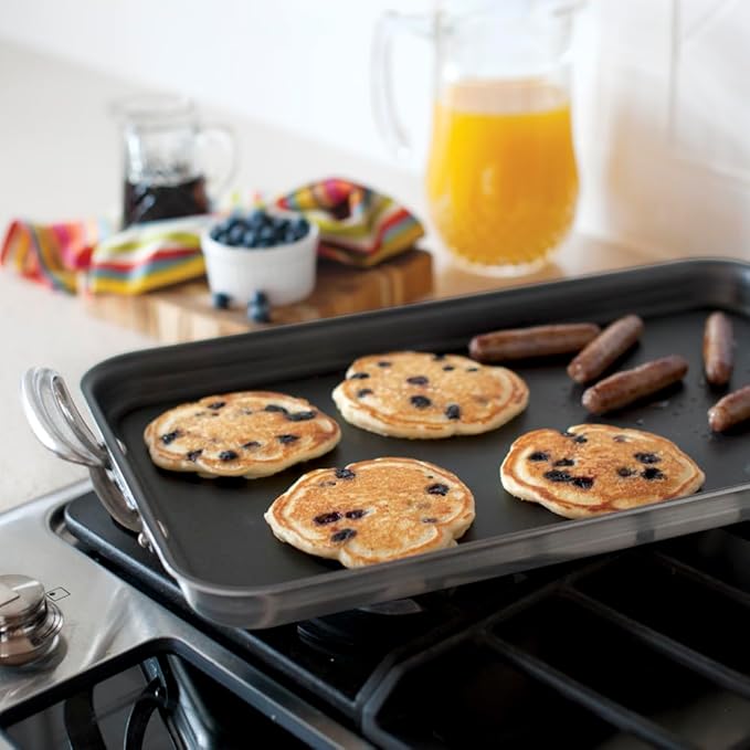 Nordic Ware Double Burner High-Sided Formed Griddle with 2 Oven Hot Pads