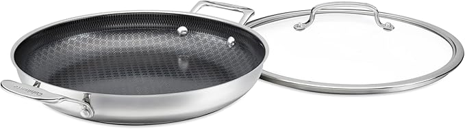 Cuisinart FusionPlus Hybrid Nonstick Stainless Steel Cookware, 12-Inch Everyday Pan with Cover, PFAS-Free PURELYSEAR Ceramic Technology, Scratch Proof, Wide Grip Handles, Dishwasher Safe