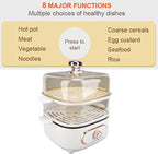 1200W 10.5L 2 Tier Electric Steam Pot Cooker with Steaming Plate, Efficiently Cooks and Steams Seafood, Vegetables, and Meat, Ideal for Noodles, Porridge, Slow Cooking (US Plug