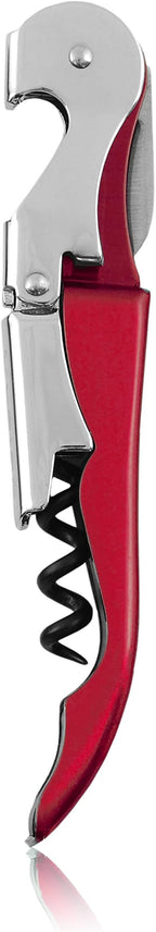 True Truetap Double Hinged Waiter's Corkscrew Wine Opener, Stainless Steel Wine Bottle Opener with Built In Foil Cutter, Home Bar Tools, Bar Cart Accessories, Wedding Gifts, Set of 1, Metallic Red