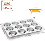 P&P CHEF Muffin Pan Cupcake Baking Pan Set, Stainless Steel Muffin Tin Tray for Mini Cake Tart Quiche, Oven & Dishwasher Safe, Non-toxic & Heavy-duty, (12 Cup, 1Pc)