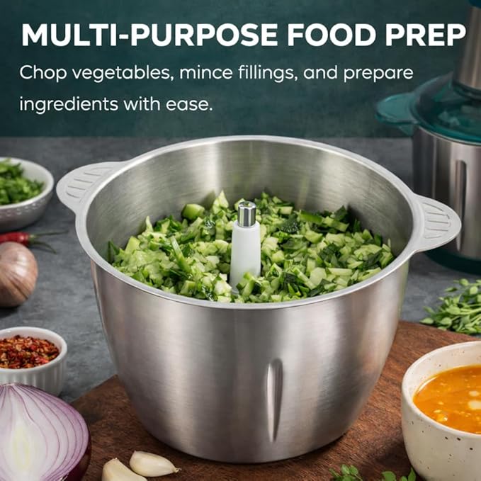 Meat grinder,Meat chopper,Food Chopper,Fast Shredding for Meat, Vegetables, Fruits and Nuts,Electric Food Chopper with 4 Large Sharp Blades for Meat, Upgraded Button & Smart Overheat Protectio