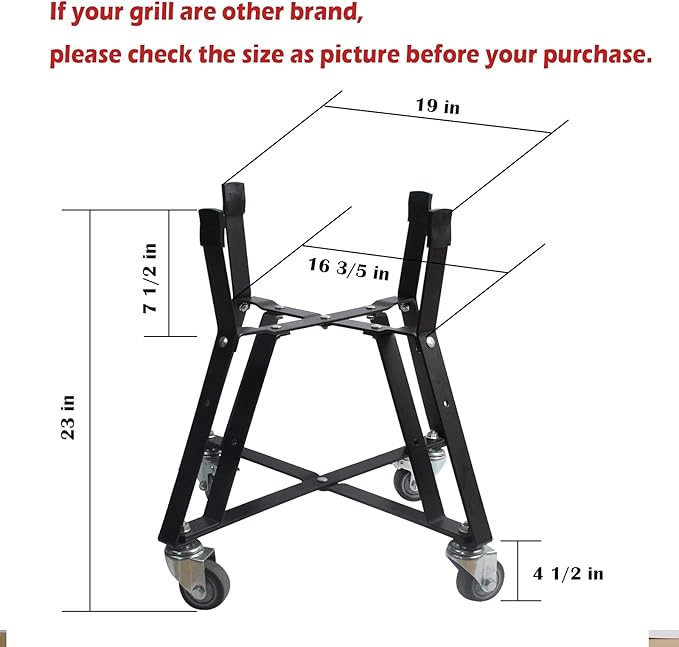 Dracarys Rolling Cart for Big Green Egg Accessories Rolling Nest with Heavy Duty Locking Caster Wheels Powder Coated Steel Rolling Outdoor Cart for Large Big Green Egg Kamado Joe Grill Stand