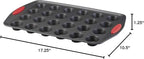 Rachael Ray 47960 24-Cup Oven Lovin’ Mini Steel Muffin Pan, Gray with Red Grips