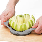 PrepWorks by Progressive Dishwasher Safe 16-Slice Thin Apple Slicer and Corer with Attached Safety Cover (Grey)