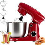 Stand Mixer, 3 in 1 Stand Mixer, 5.5Qt Electric Mixer, Mixer with Stainless Dough Hook, Wire Whip & Beater, Food Mixer for Baking, Cake and Most Home Cooks, Red
