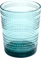 Beaded 15.6 oz Durable Acrylic Double Old Fashioned Drinking Glasses, Shatter-Resistant and Dishwasher-Safe Indoor/Outdoor - Sea Green - Set of 6