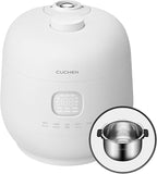 Cuchen 6-Cup Premium IH Pressure Rice Cooker with 304Ti Stainless Steel Inner Pot, Dual High/Non-Pressure Modes, Voice Guide & Auto Steam Clean, White (CRH-TWS0610PWUS)