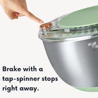 Stainless Steel Salad Spinner Large, BPA-Free Lettuce Spinner, 3-in-1 Salad Bowl & Fruit Cleaner with Non-Slip Base, Dishwasher Safe, 5 Blade Slicer & Egg Yolk Separator, 5.3Qt