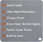 16" x 16" Pizza Steel, Deluxe Thickness Baking Steel for Homemade Pizza and More, Multipurpose Cooking Steel Plate for Ovens and Grills, Made in USA