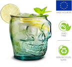 COURONNE CO. Clear Recycled Drinking Glass Tumbler, Perfect for Cocktails, Refreshments & Everyday Use, Restaurant Grade, Crafted without lead-based materials (15.2 Oz, Sugar Skull)