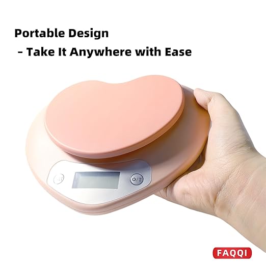 Cute Kitchen Scale, Digital Food Scale with LCD Display, 11 lb (5kg) Capacity, 0.03 oz (1g) Precision for Baking and Cooking (Pink)