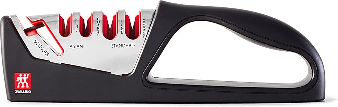 ZWILLING Razor-Sharp 4-Stage Pull Through Knife Sharpener with Shear Sharpener