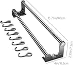 Kitchen Utensil Hanger, Adhesive Kitchen Utensil Rack Holder Wall Mount, 304 Stainless Steel Pots and Pans Hanging Rack with 8 Sliding Hooks, Space Saving and No Drilling, Gray