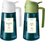 TrendPlain 16oz/470ml Blue Glass Olive Oil Sprayer for Cooking - 2 in 1 Olive Oil Dispenser for Kitchen Gadgets, Air Fryer, Salad, and BBQ - White & Green