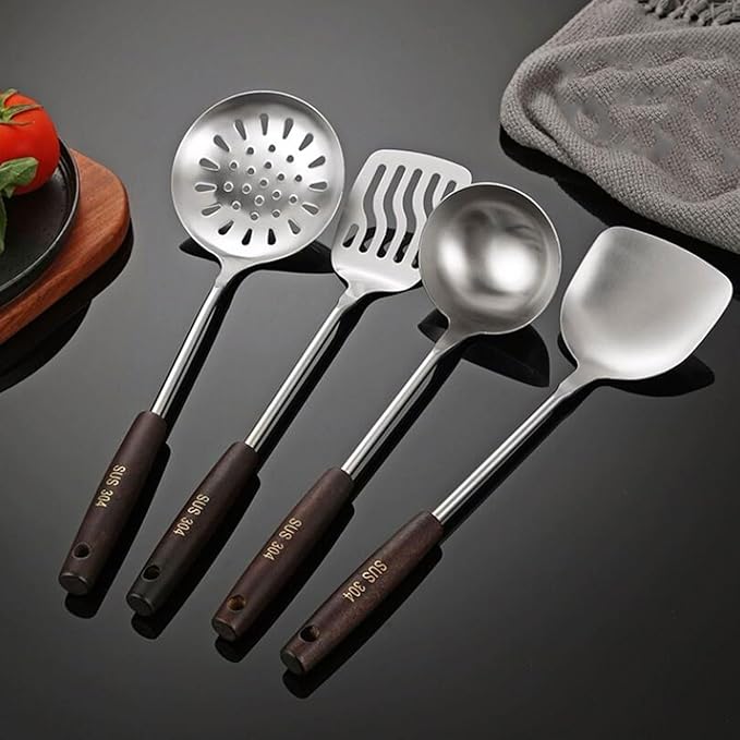 Kitchen Utensils Set，Cooking Utensils Spoons for Cooking Spatulas Stainless Steel Cooking Utensils Gadgets Spatulas Spoons 4 Pieces Sets Kitchen Tools