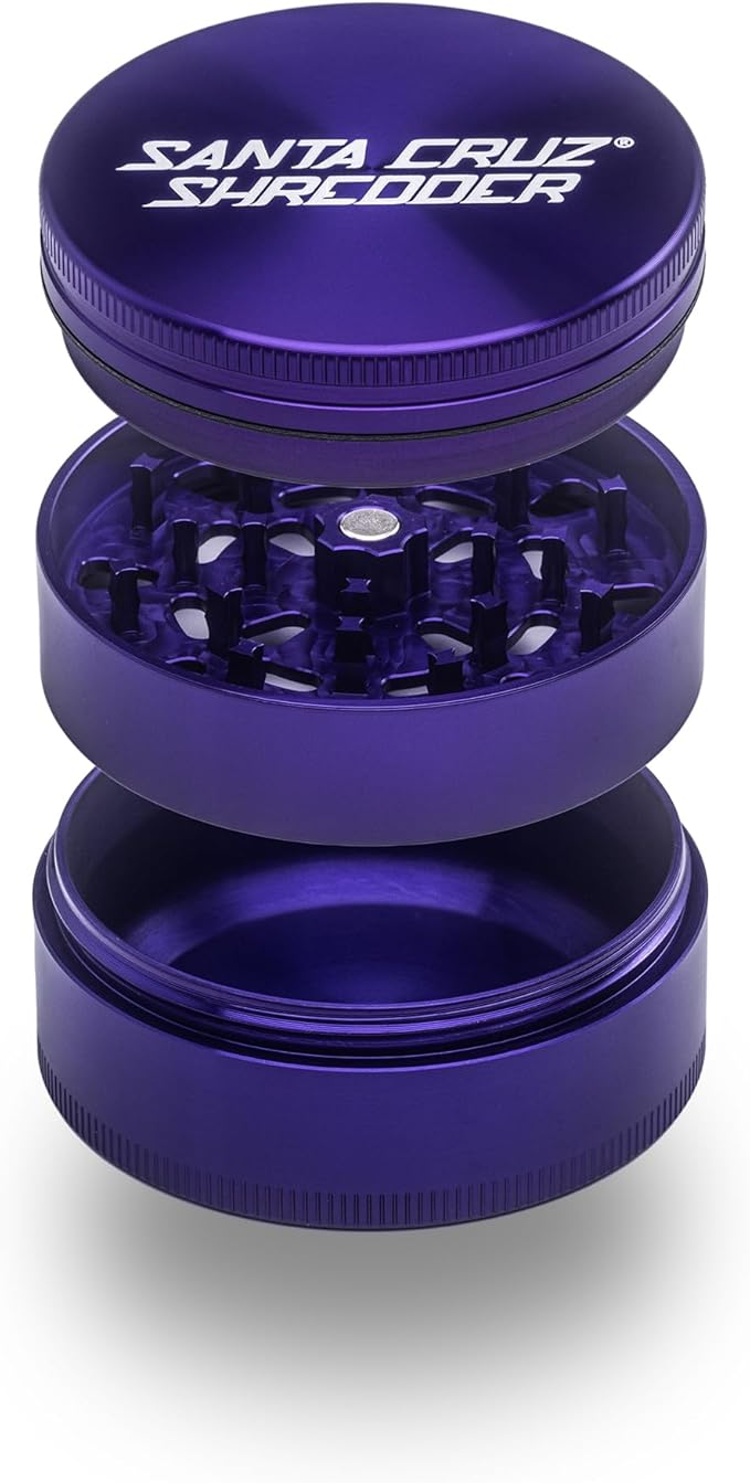 Santa Cruz Shredder Metal Herb Grinder Knurled Top for Stronger Grip 3-Piece Large 2.7" (Purple)