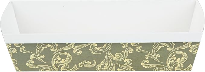 Restaurantware Paper Loaf Pan 100 Count 10 x 3.6 x 2.5 Inches 42 Oz Greaseproof Baking Loaf Mold, Vintage Floral Design Oven Safe Freezer Safe Rectangular Green Baking Pan For Cakes And Bread