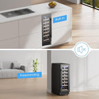 12" Wine Cooler Refrigerator 21 Bottle Wine Fridge Built-in or Freestanding with Double-Layer Tempered Glass Door Compressor quick cooling,Low Noise
