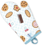 Handstand Kitchen Child's 100% Cotton Bright Pastel Print Apron, Mitt and Chef's Hat Set - Milk & Cookies