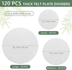 120Pcs Plate Separators Storage, Soft Felt Plate Dividers, Round Dish Storage Protectors Pads with 3 Different Size (White)