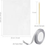 Ocmoiy DIY Candy Apple Kits - 100 Pcs Sticks and Bags With 50 Yard Gold and Silver Glitter Ribbons for Large Caramel Apple Lollipop Making Packaging Supplies