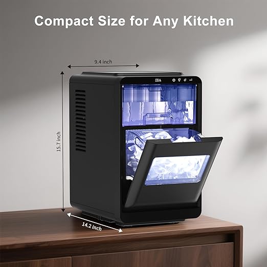 Northair Crescent ice Cube Machine 35Lbs/24H, 16Pcs in 12Mins ，Timer Portable Ice Maker for Home/Office/bar/Party(1, Black, 2.2L)