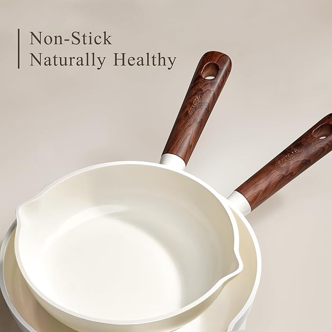 CAROTE 21pcs Cookware Set Nonstick Pots and Pans Set, Ceramic Cookware Set Induction Cookware, Non toxic Healthy Non Stick Kitchen Cooking Set, PFAS PTFE Free, White