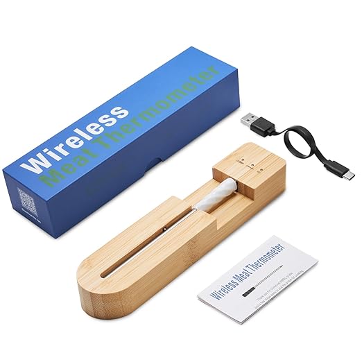 Wireless Smart Meat Thermometer with Bluetooth | Long Range | Measures Internal & Ambient Temp | for BBQ, Oven, Grill, Kitchen, Smoker, Rotisserie (White)