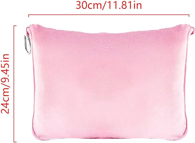 Travel Blanket and Pillow Set 2-in-1 Cozy Flannel Airplane Blanket with Luggage Sleeve Backpack Clip Soft Foldable Travel Throw for Plane Car Camping