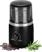 LAOION Electric Coffee Grinder with Silent Grinding Blades & Timer Knob to Adjustable Coarse to Fine, Espresso Grinder with Removable Stainless Steel Bowl for Coffee Bean, Herb, Spices, Seeds (Black)