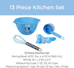 Handstand Kitchen Bluey My First Real Kitchen Tools Set with 1.5 Quart Mixing Bowl, Measuring Spoon Set, Measuring Cup Set and 8.5" Whisk