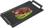 SafBbcue Cast Iron Pot, Griddle Pan Hot Plate Ridged Surface, Pre-Seasoned, Grill for Stovetop, Oven, Grill & Campfire, Suitable for Outdoor Cooking Kitchen and Patio Backyard, 17 x 11in