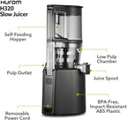 Hurom H320 Slow Juicer | Ultra Low Pulp | Hands-Free | Hopper Fits Whole Produce | Quiet Motor | BPA Free | Easy Assembly | Cold Press Masticating Juicer (Black Slow Juicer)