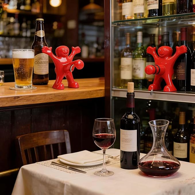 Funny Red Man 3 Pcs Wine & Beer Opener Set – Novelty Corkscrew, Bottle Opener & Stopper – Gag Gift for White Elephant, Housewarming, Birthday for Men – Unique Bar Tools