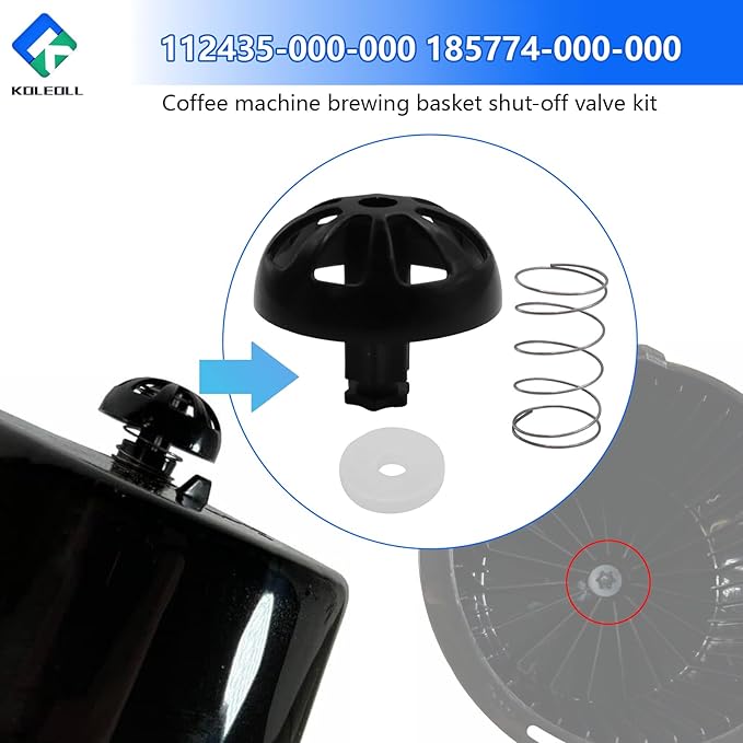 Coffee Maker Brew Basket Stop Valve Kit Replacement Part 112435-000-000 185774-000-000 Compatible with Hamilton Beach Coffee Makers 990117900 990237500