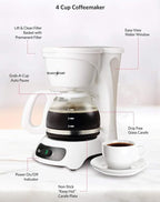 EUROSTAR ECM622W 4-Cup Coffeemaker, White