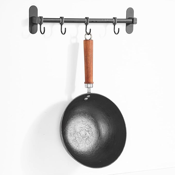 10.2 Inch Iron Wok, Cast Iron Wok Pan with Glass Lid, Uncoated Flat Bottom Wok for Stir-Fry & Saute, Woks & Stir-Fry Pans for Electric, Gas & Induction Cooktops