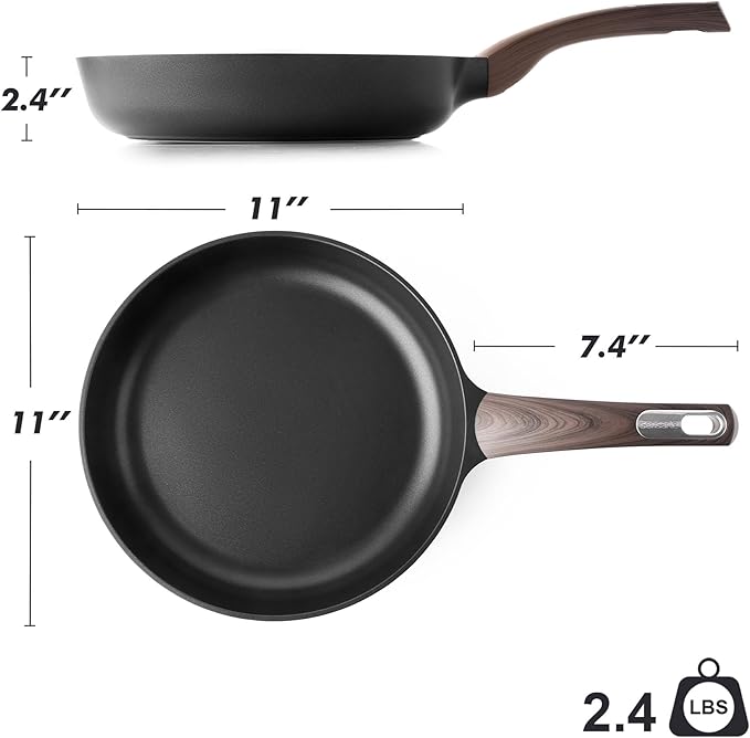 SENSARTE Nonstick Frying Pan Skillet, Egg pan, Omelette Pan, Healthy Cookware Chef's Pan, PFOA Free, 11 Inch, Black