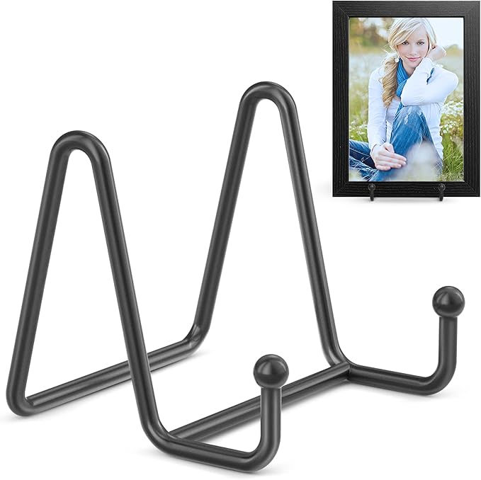 TR-LIFE 4 Pack 3 Inch Small Display Stands - Plate Holder Stand for Picture Frame, Book, Photo Easel (Black)