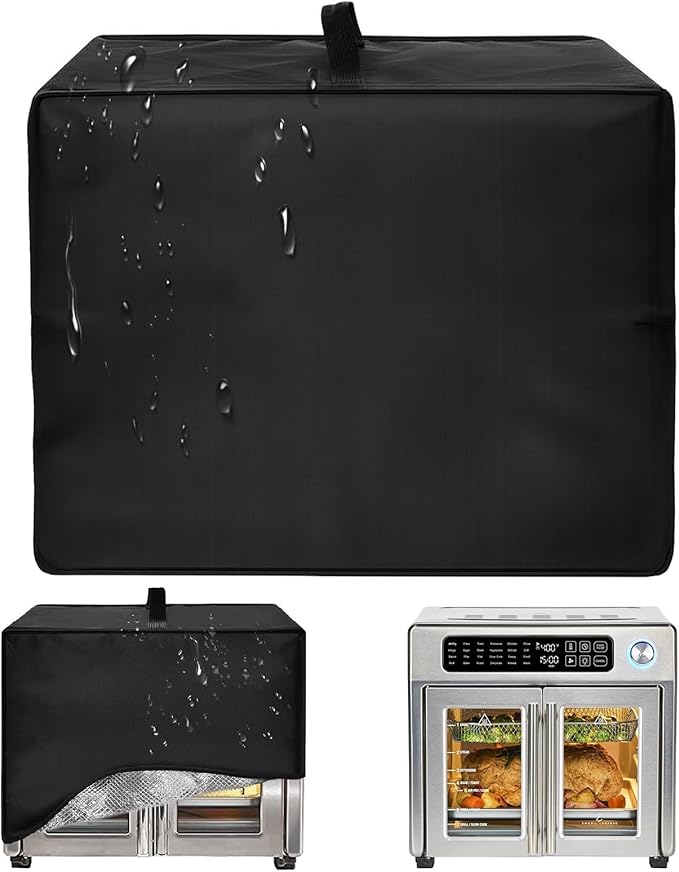 Heavy Duty French Door Air Fryer Toaster Oven Cover for Emeril Lagasse 26QT,15.75"Dx16.73"Wx13.8"H, 600D Oxford w/ 12μm Aluminum Foil, Waterproof Oil-Resistant Kitchen Appliance Dust Cover
