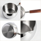 IMEEA 17oz Milk & Butter Warmer Pot SUS304 Stainless Steel Sauce Pot with Wooden Handle for Single Servings, Heating Milk, Melting Butter, Warming Sauces