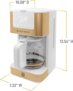 West Bend Timeless 12-Cup Programmable Coffee Maker with Brew Strength Selector for Hot and Iced Coffee, Includes 1-4 Cup Brew Option and Permanent Filter