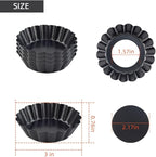 4 Pack Tart Pans Tortilla Pan Set Mini Tart Molds Carbon Steel Taco Shell for Baking 3 Inch Taco Salad Bowl Maker with Removable Bottom NonStick Tortilla Bowl Fluted Side for Quiche Cakes Pies (Black)