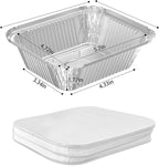 iHomeSet 100 Pack 1 lb Disposable Aluminum Foil Pans Meal Prep Take Out Food Containers with Paper Lids for Catering, Baking, Roasting Food, Freezer Safe