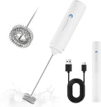 Rechargeable Milk Frother Handheld, 2-IN-1 Dual Spring Whisk Electric Frother Wand for Cappuccino Latte Macchiato, Portable Drink Mixer for Coffee, Matcha, Hot Chocolate