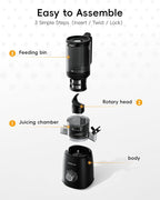 FORLIM High-Yield Cold Press Juicer, Easy to Clean, Powerful Juicer Machines with Large Feed Chute for Whole Vegetables and Fruits, Self Feeding (Black)