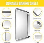 Terlulu Baking Sheet, Cookie Sheet, Stainless Steel Baking Pan, 2 Piece-17.3''x 12.3'' x 1'', Half Sheet Pan for Oven, Baking Tray for Baking&Roasting, Nonstick&Nontoxic&Easy Clean